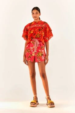 Red Secret Garden Organic Cotton Blouse -Farm Rio Fashion Store 299824 04