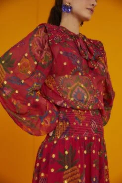 Farm Rio Red Sunset Tapestry Embroidered Maxi Dress -Farm Rio Fashion Store 301808 04 1