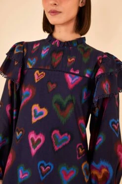 Farm Rio Navy Ikat Dyed Hearts Mini Dress -Farm Rio Fashion Store 301817 03