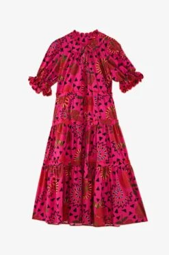 Farm Rio Pink Snake Fruit Organic Cotton Midi Dress -Farm Rio Fashion Store 301829 04