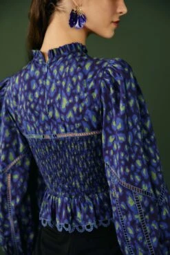 Farm Rio Blue Leopard Pop Blouse -Farm Rio Fashion Store 301831 04