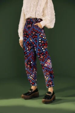 Farm Rio Embroidered Corduroy Pants
