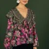 Black Flowers Garden Blouse -Farm Rio Fashion Store 301870 01