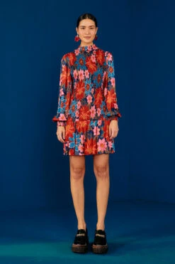 Farm Rio Navy Garden Smocked Mini Dress -Farm Rio Fashion Store 301902 03