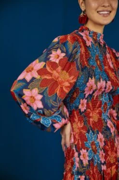 Farm Rio Navy Garden Smocked Mini Dress -Farm Rio Fashion Store 301902 04