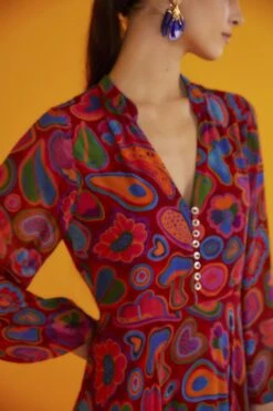 Farm Rio Red Lisa Sheer Midi Dress -Farm Rio Fashion Store 301903 02