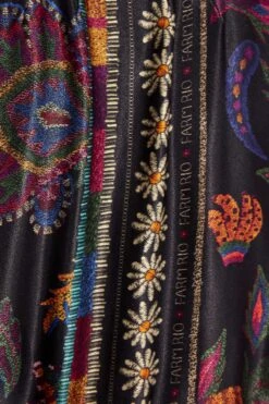 Farm Rio Black Mixed Scarves Mini Dress -Farm Rio Fashion Store 301909 06