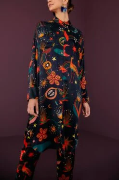 Farm Rio Black Cerrado Sky Lenzing™ Ecovero™ Viscose Shirtdress -Farm Rio Fashion Store 301933 03