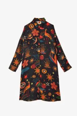 Farm Rio Black Cerrado Sky Lenzing™ Ecovero™ Viscose Shirtdress -Farm Rio Fashion Store 301933 06