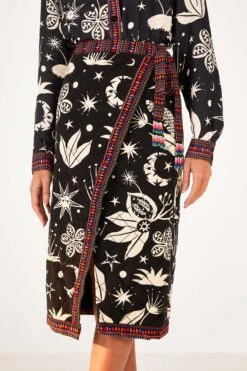 Farm Rio Black & White Cerrado Sky Wrap Skirt 10 Farm Rio Black & White Cerrado Sky Wrap Skirt -Farm Rio Fashion Store 301945 03