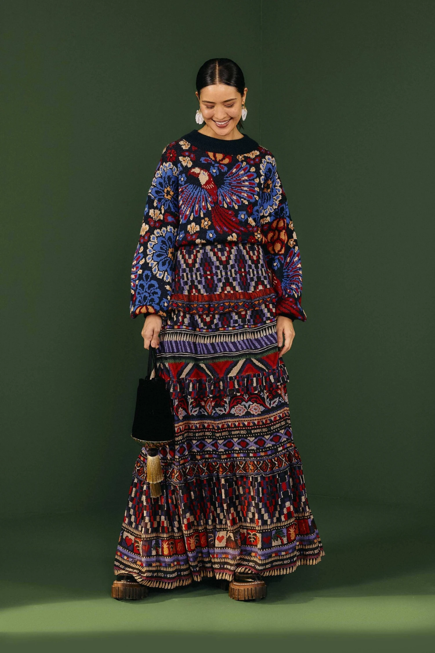 Farm Rio Blue Ainika Tapestry Maxi Skirt 3 Farm Rio Blue Ainika Tapestry Maxi Skirt