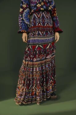 Farm Rio Blue Ainika Tapestry Maxi Skirt 9 Farm Rio Blue Ainika Tapestry Maxi Skirt -Farm Rio Fashion Store 301951 02