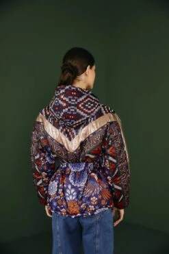 Farm Rio Navy Pineapple Flowers Recycled Polyester Reversible Puffer Jacket -Farm Rio Fashion Store 302004 03