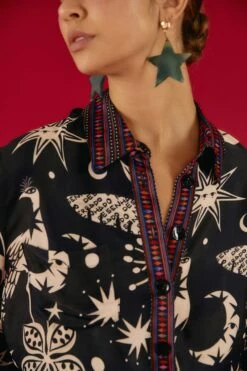 Farm Rio Black & White Cerrado Sky Shirt -Farm Rio Fashion Store 302034 03