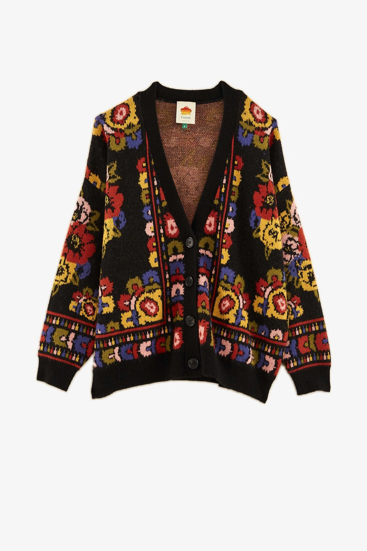 Farm Rio Black Flowers Tapestry Cardigan 6 Farm Rio Black Flowers Tapestry Cardigan - Image 4