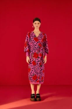 Farm Rio Pink Snake Fruit Sweater Dress -Farm Rio Fashion Store 302212 04