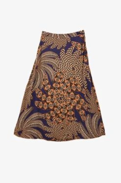 Farm Rio Navy Yawanawa Vanahu Lenzing™ Ecovero™ Viscose Midi Skirt -Farm Rio Fashion Store 302327 04