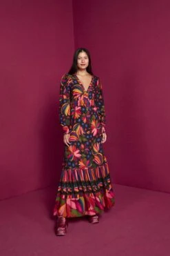 Farm Rio Black Banana Sky Lenzing™ Ecovero™ ViscoseMaxi Dress -Farm Rio Fashion Store 302687 04