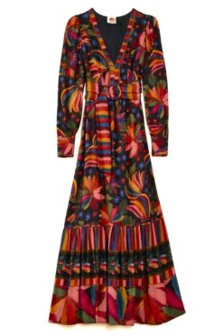 Farm Rio Black Banana Sky Lenzing™ Ecovero™ ViscoseMaxi Dress -Farm Rio Fashion Store 302687 06