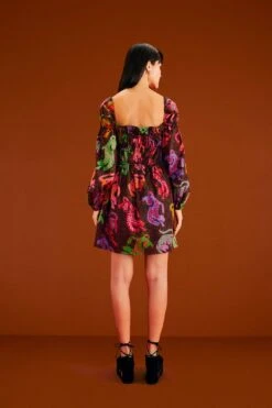 Farm Rio Black Wild Leopards Mini Dress -Farm Rio Fashion Store 303763 03