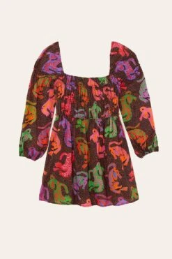 Farm Rio Black Wild Leopards Mini Dress -Farm Rio Fashion Store 303763 05