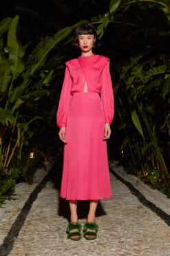 Farm Rio Pink Shoulder Pads Maxi Dress -Farm Rio Fashion Store 303766 03