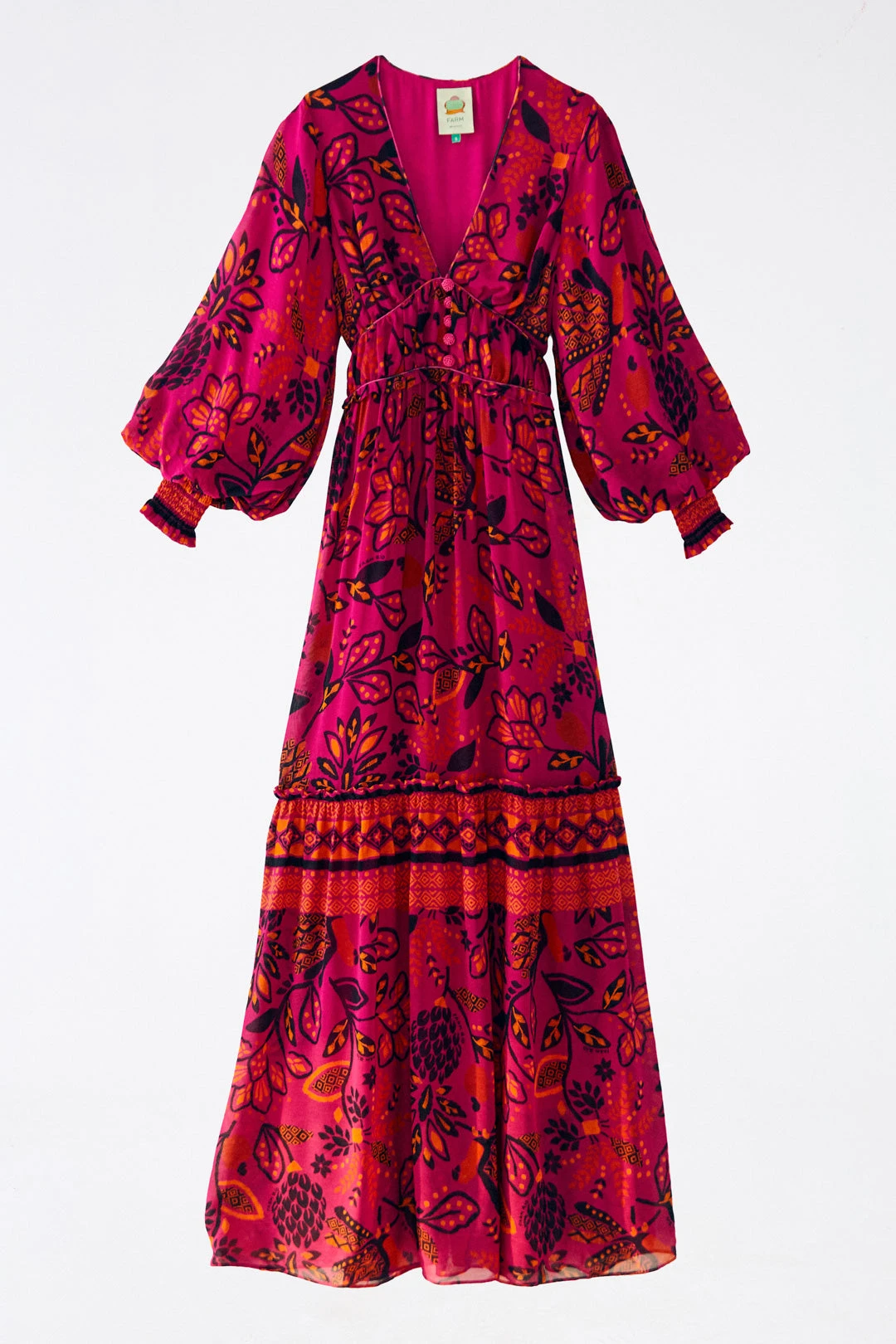 Farm Rio Pink Macaw Forest Maxi Dress 8 Farm Rio Pink Macaw Forest Maxi Dress - Image 6