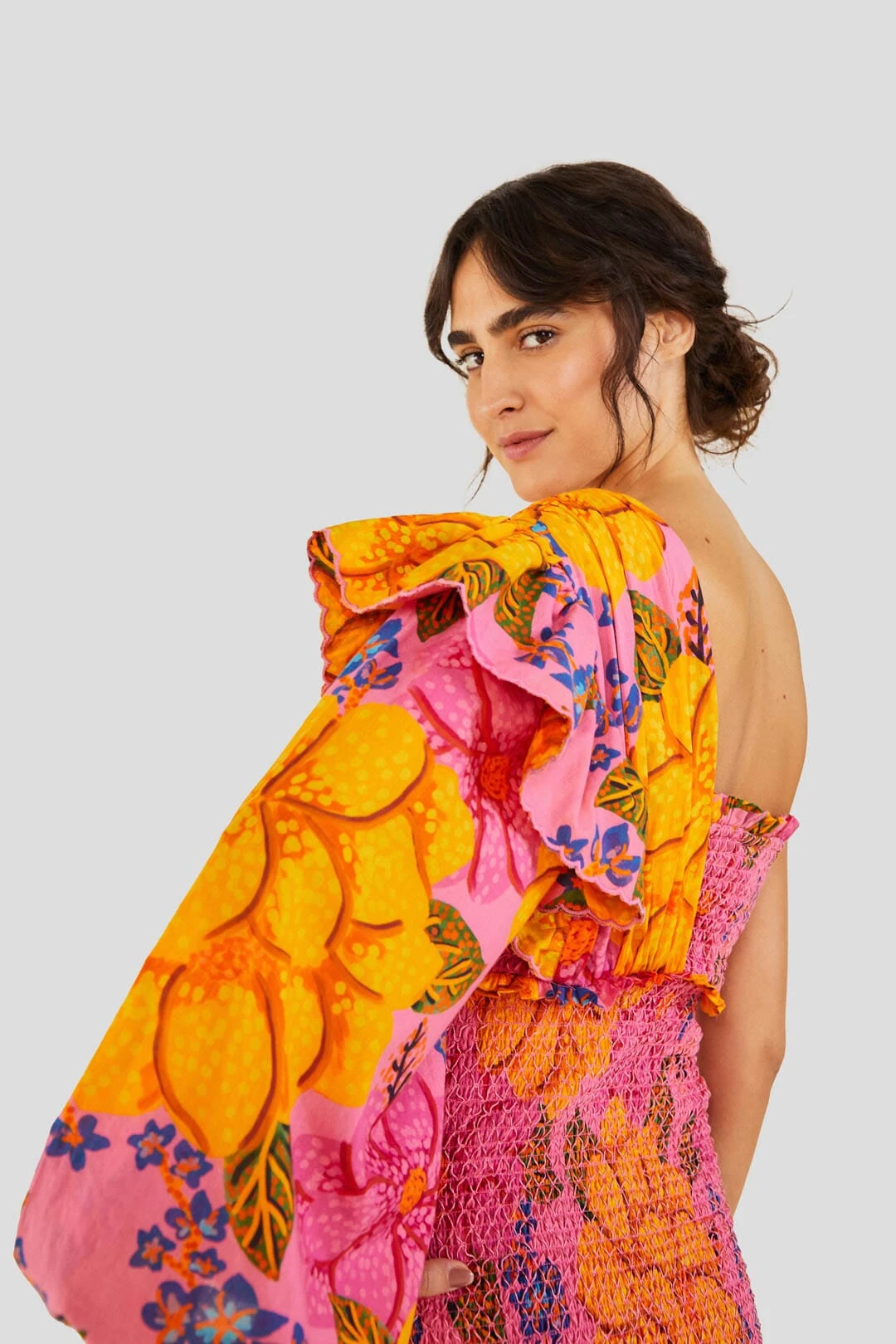 Farm Rio Flowers Garden One Shoulder Mini Dress 5 Farm Rio Flowers Garden One Shoulder Mini Dress - Image 3