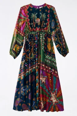 Farm Rio Shiny Mixed Scarves Cut Out Midi Dress 14 Farm Rio Shiny Mixed Scarves Cut Out Midi Dress -Farm Rio Fashion Store 303802 07