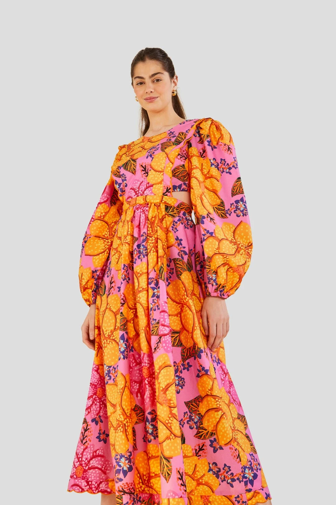 Farm Rio Flowers Garden Organic Cotton Midi Dress 3 Farm Rio Flowers Garden Organic Cotton Midi Dress