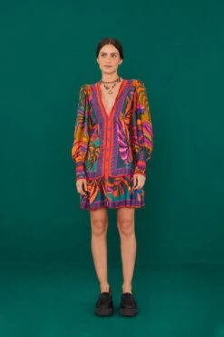 Farm Rio Graphic Foliage Lenzing™ Ecovero™ Viscose Mini Dress -Farm Rio Fashion Store 303810 03