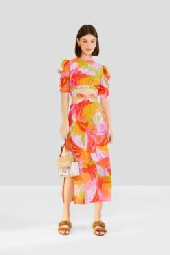Farm Rio Colorful Leaves Midi Dress -Farm Rio Fashion Store 303823 02