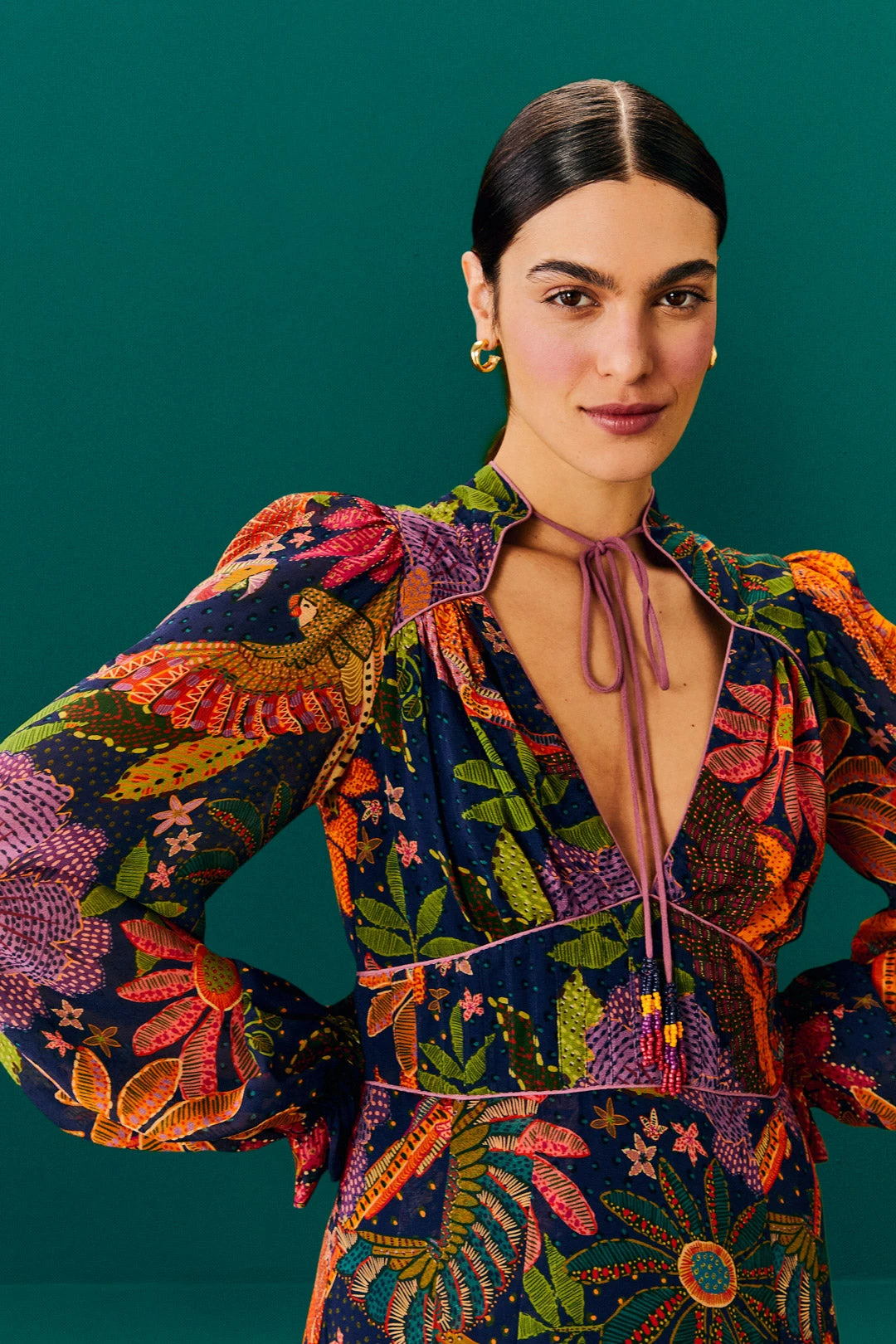 Farm Rio Navy Cool Macaw Midi Dress 5 Farm Rio Navy Cool Macaw Midi Dress - Image 3