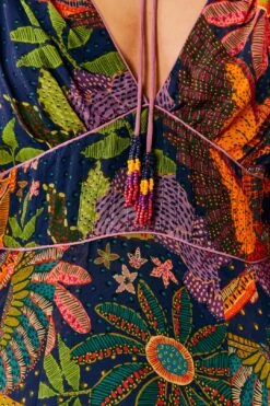 Farm Rio Navy Cool Macaw Midi Dress 12 Farm Rio Navy Cool Macaw Midi Dress -Farm Rio Fashion Store 303830 05