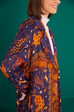 Farm Rio Navy Animal Sky Trench Coat -Farm Rio Fashion Store 303838 04