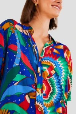 Farm Rio Mixed Blue Prints Unisex Shirt -Farm Rio Fashion Store 303855 03