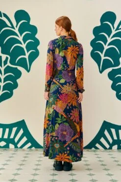 Farm Rio Navy Cool Macaw Maxi Dress -Farm Rio Fashion Store 303923 04