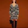 Farm Rio Black Graphic Floral Mini Dress -Farm Rio Fashion Store 303926 01