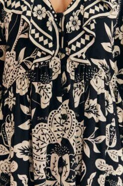 Farm Rio Black Graphic Floral Mini Dress -Farm Rio Fashion Store 303926 05