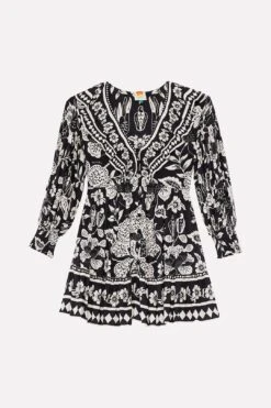 Farm Rio Black Graphic Floral Mini Dress -Farm Rio Fashion Store 303926 06