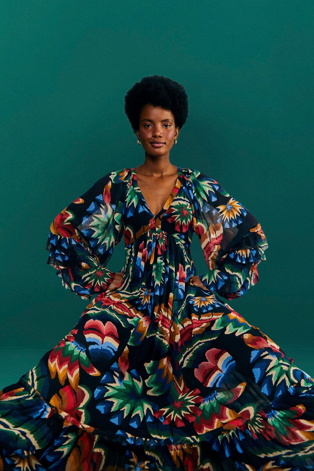 Farm Rio Black Chevron Forest Maxi Dress 3 Farm Rio Black Chevron Forest Maxi Dress