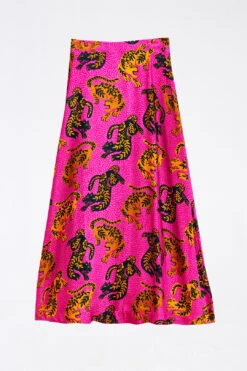 Farm Rio Pink Wild Leopards Lenzing™ Ecovero™ Viscose Maxi Skirt -Farm Rio Fashion Store 303949 04
