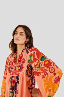 Farm Rio Peach Amulet Midi Dress -Farm Rio Fashion Store 303983 03