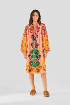 Farm Rio Peach Amulet Midi Dress -Farm Rio Fashion Store 303983 04