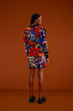 Farm Rio Blue Vintage Forest Sweater Dress 8 Farm Rio Blue Vintage Forest Sweater Dress -Farm Rio Fashion Store 304105 03