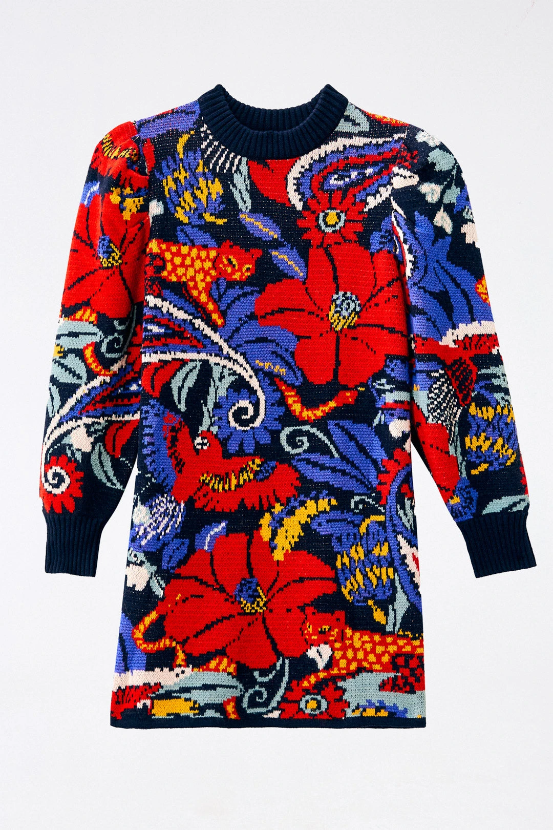 Farm Rio Blue Vintage Forest Sweater Dress 6 Farm Rio Blue Vintage Forest Sweater Dress - Image 5