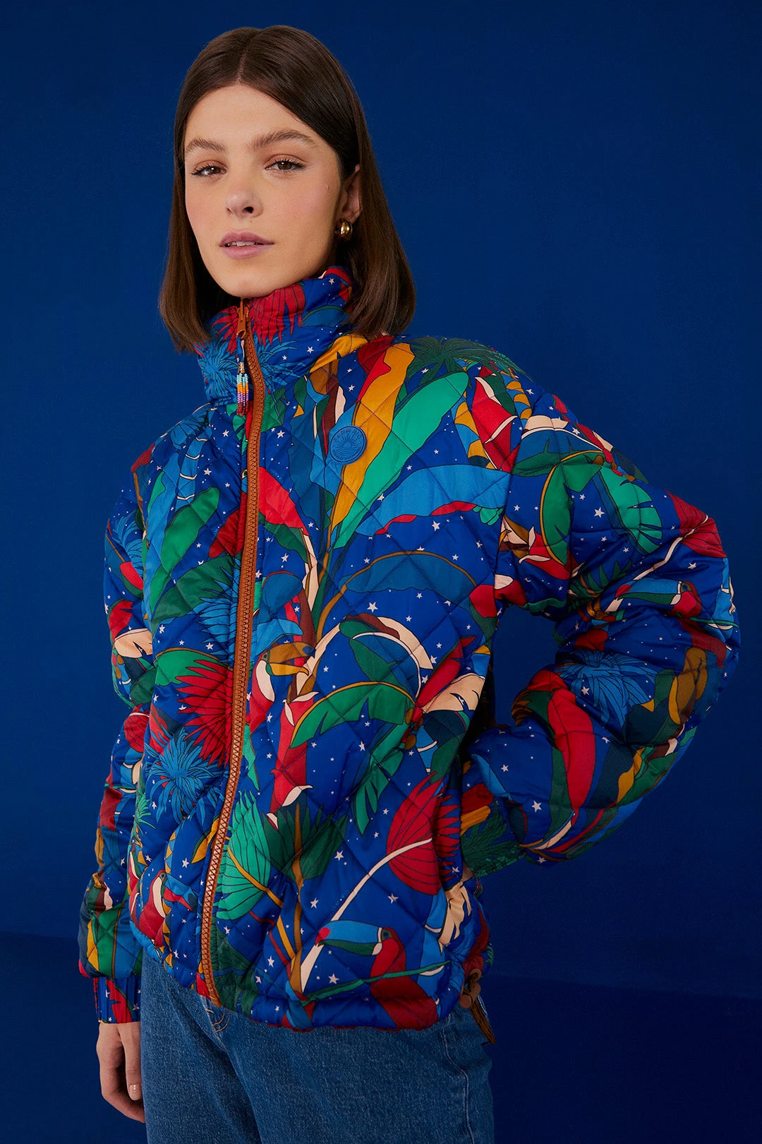 Farm Rio Crochet Colorful Forest Reversible Puffer Jacket 4 Farm Rio Crochet Colorful Forest Reversible Puffer Jacket - Image 2