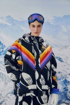 Farm Rio Black Graphic Toucans Ski Puffer Jacket
