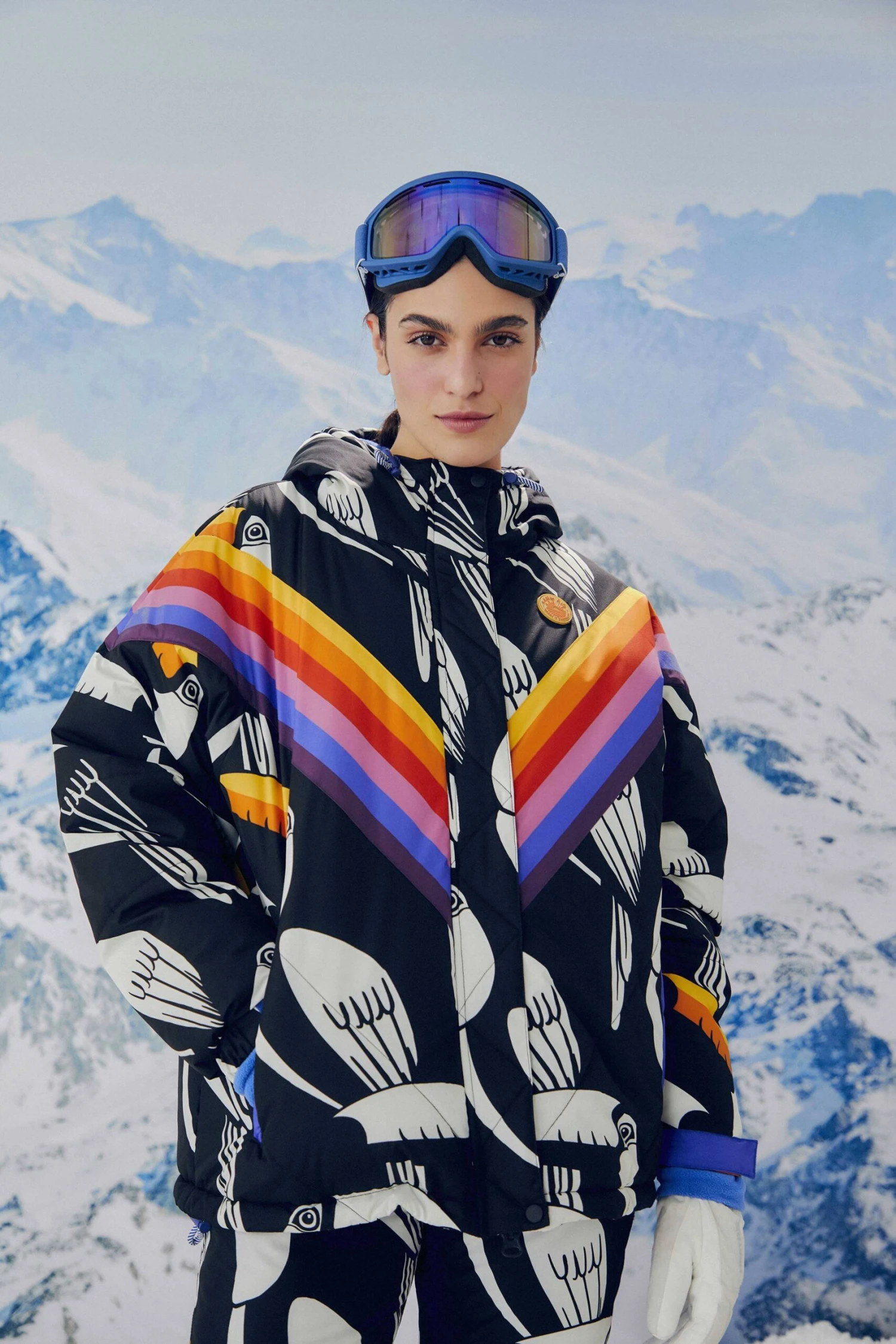 Farm Rio Black Graphic Toucans Ski Puffer Jacket 3 Farm Rio Black Graphic Toucans Ski Puffer Jacket