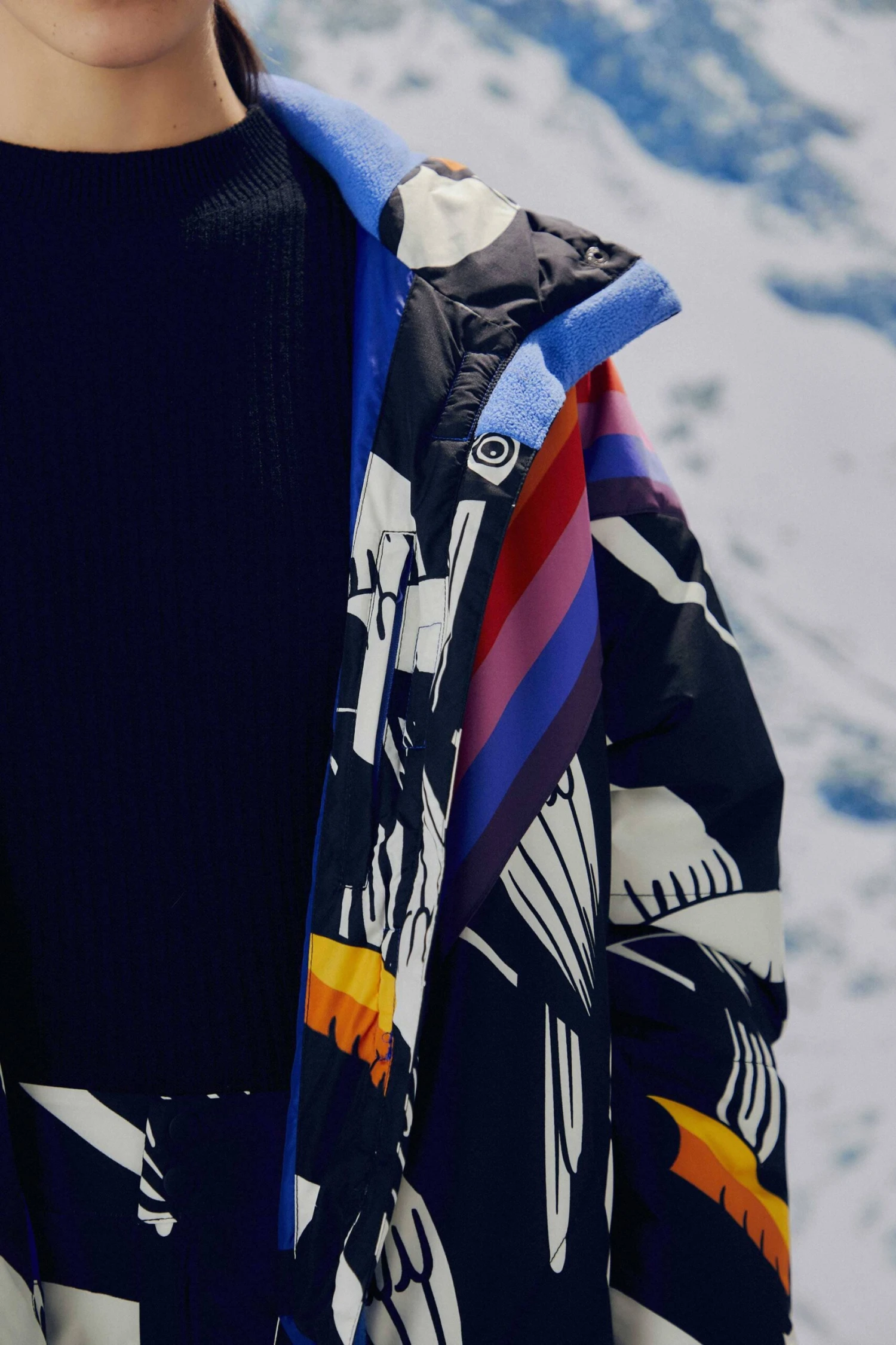 Farm Rio Black Graphic Toucans Ski Puffer Jacket 7 Farm Rio Black Graphic Toucans Ski Puffer Jacket - Image 5